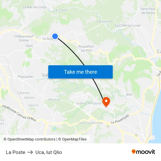 La Poste to Uca, Iut Qlio map