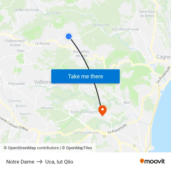 Notre Dame to Uca, Iut Qlio map