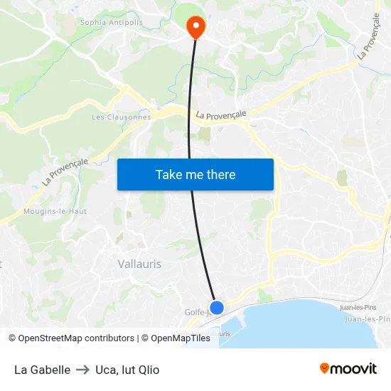 La Gabelle to Uca, Iut Qlio map