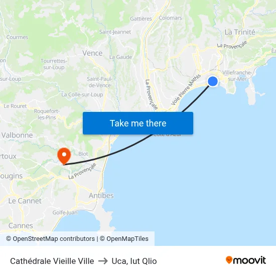 Cathédrale Vieille Ville to Uca, Iut Qlio map