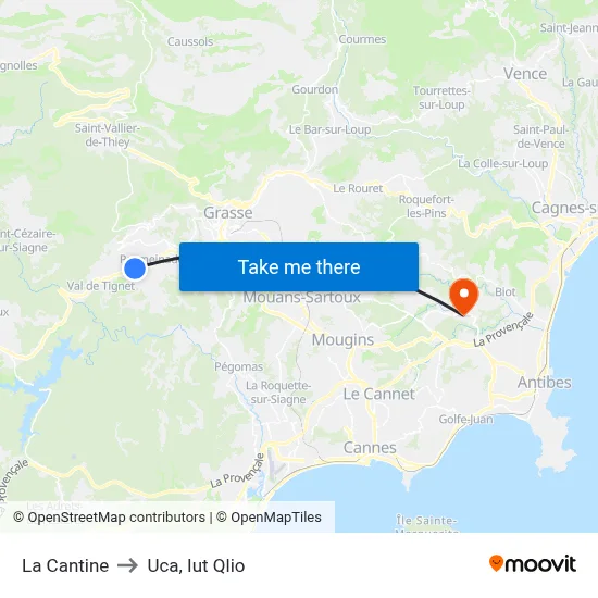La Cantine to Uca, Iut Qlio map