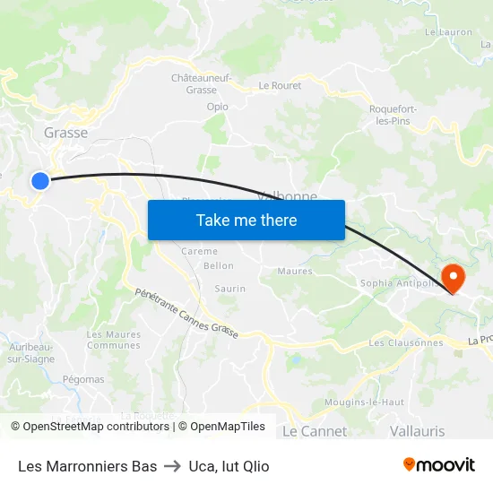 Les Marronniers Bas to Uca, Iut Qlio map