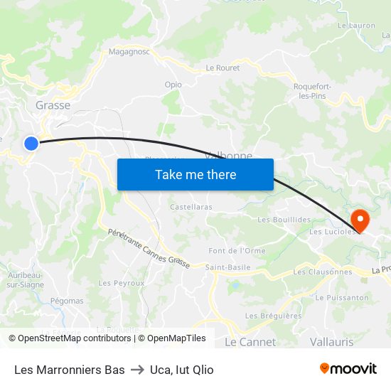Les Marronniers Bas to Uca, Iut Qlio map
