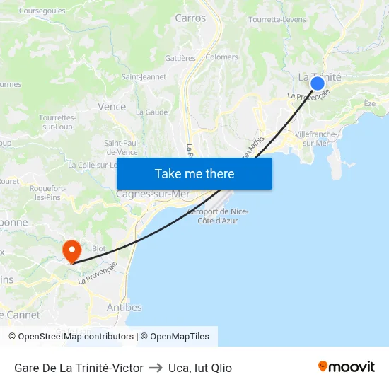Gare De La Trinité-Victor to Uca, Iut Qlio map
