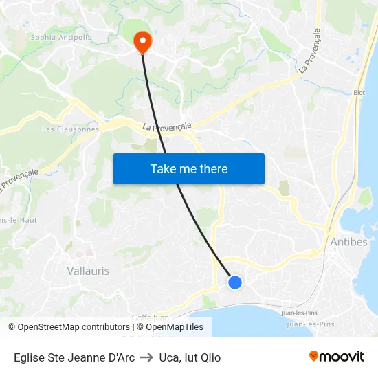 Eglise Ste Jeanne D'Arc to Uca, Iut Qlio map