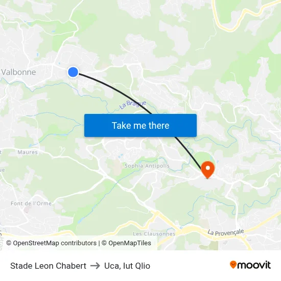 Stade Leon Chabert to Uca, Iut Qlio map
