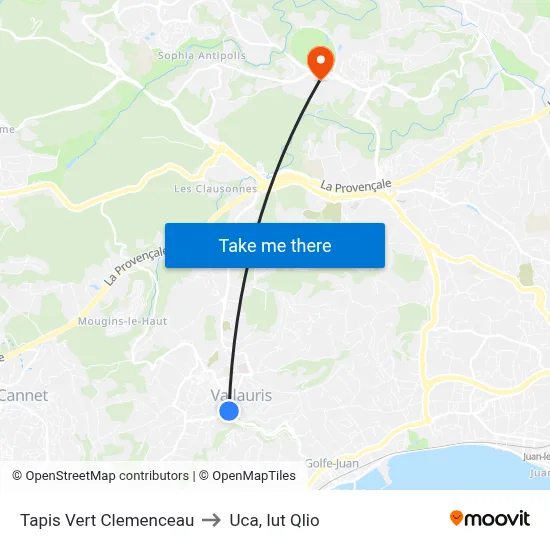 Tapis Vert Clemenceau to Uca, Iut Qlio map