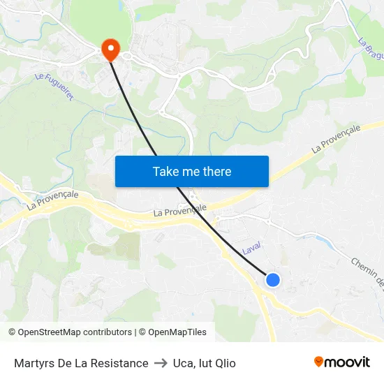 Martyrs De La Resistance to Uca, Iut Qlio map