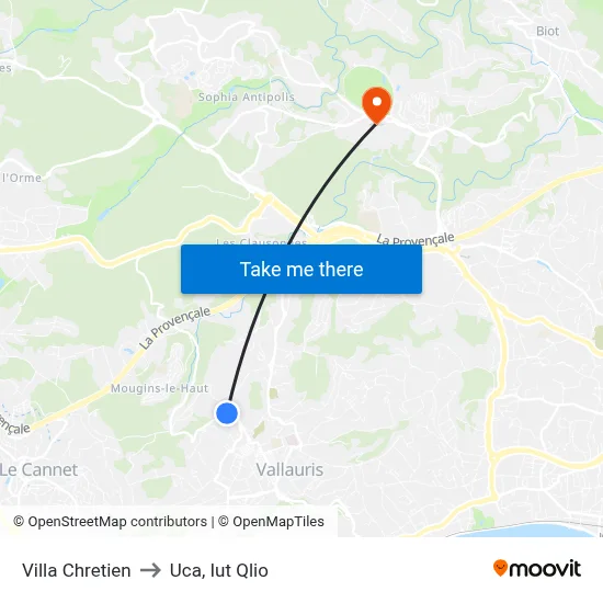 Villa Chretien to Uca, Iut Qlio map