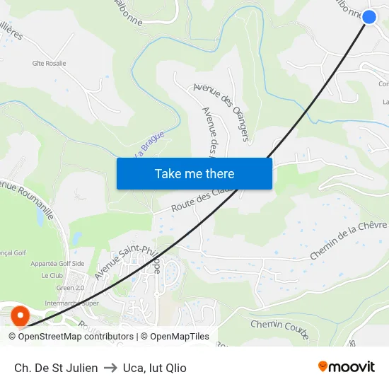 Ch. De St Julien to Uca, Iut Qlio map