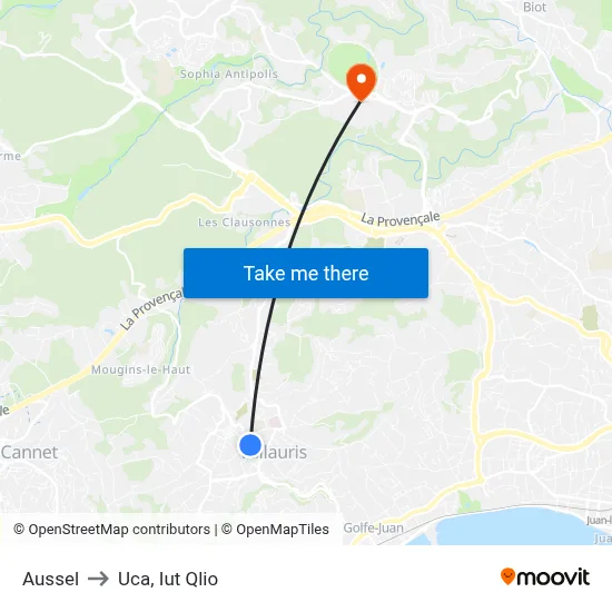 Aussel to Uca, Iut Qlio map