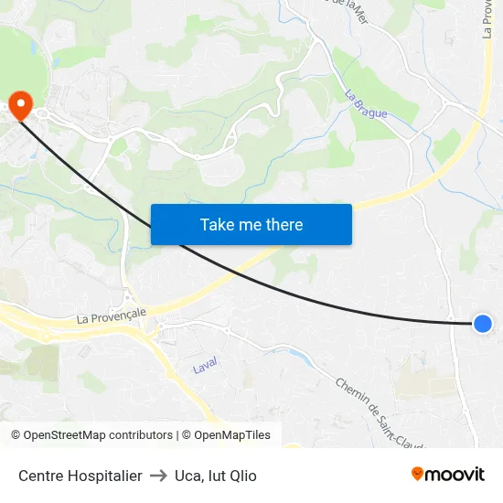 Centre Hospitalier to Uca, Iut Qlio map