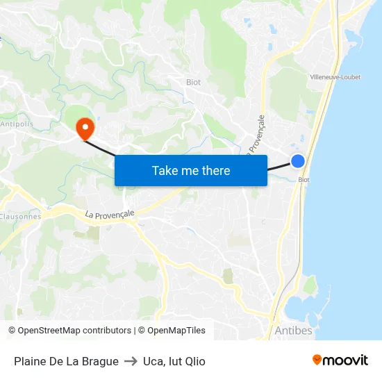 Plaine De La Brague to Uca, Iut Qlio map