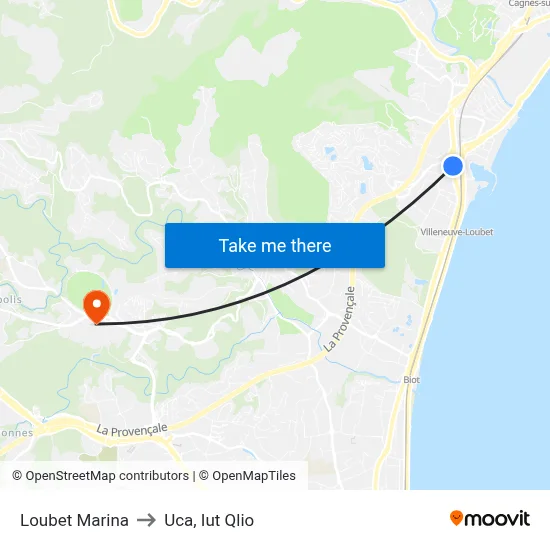 Loubet Marina to Uca, Iut Qlio map