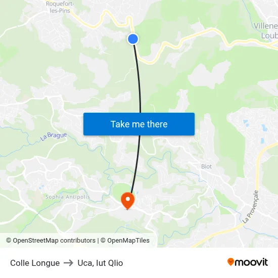 Colle Longue to Uca, Iut Qlio map