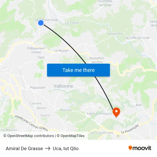 Amiral De Grasse to Uca, Iut Qlio map