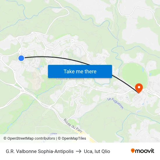G.R. Valbonne Sophia-Antipolis to Uca, Iut Qlio map