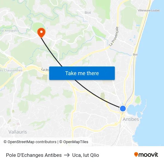 Pole D'Echanges Antibes to Uca, Iut Qlio map