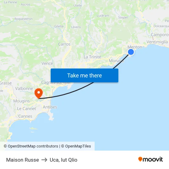 Maison Russe to Uca, Iut Qlio map
