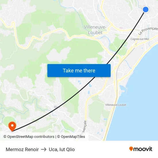 Mermoz Renoir to Uca, Iut Qlio map
