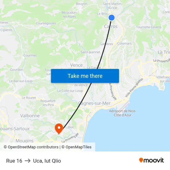 Rue 16 to Uca, Iut Qlio map