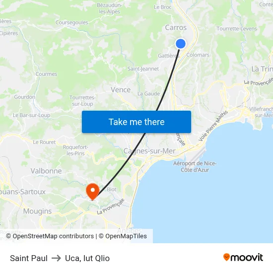 Saint Paul to Uca, Iut Qlio map