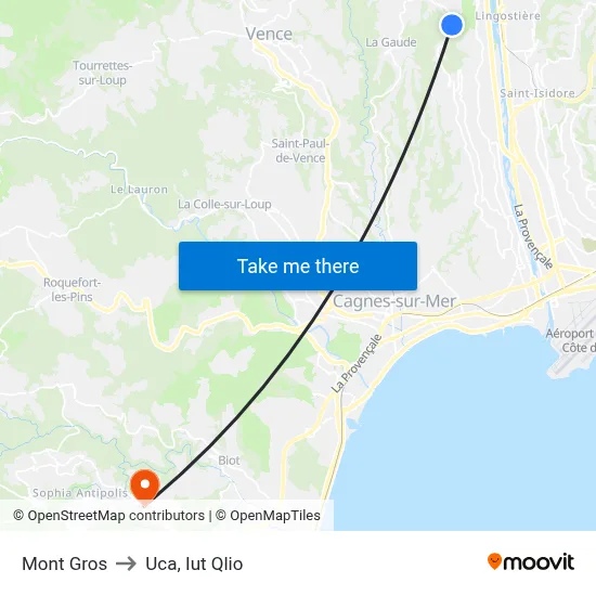 Mont Gros to Uca, Iut Qlio map
