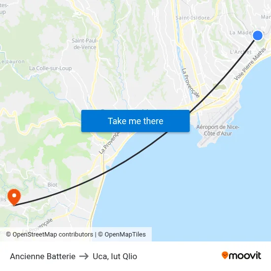 Ancienne Batterie to Uca, Iut Qlio map