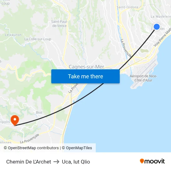 Chemin De L'Archet to Uca, Iut Qlio map