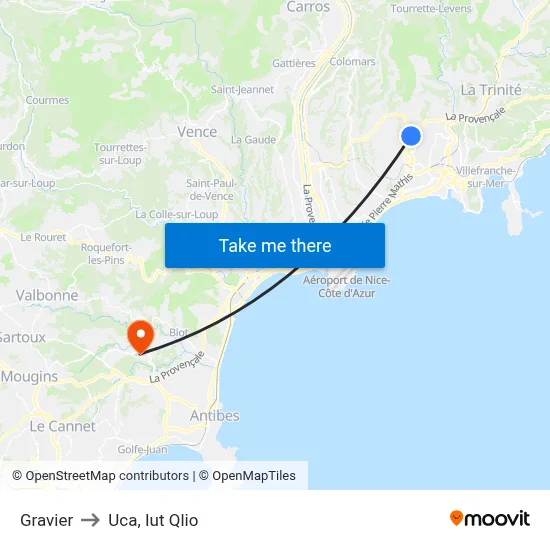 Gravier to Uca, Iut Qlio map