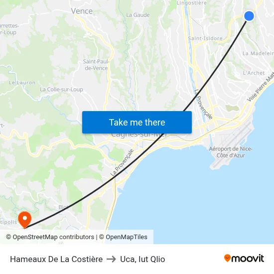 Hameaux De La Costière to Uca, Iut Qlio map