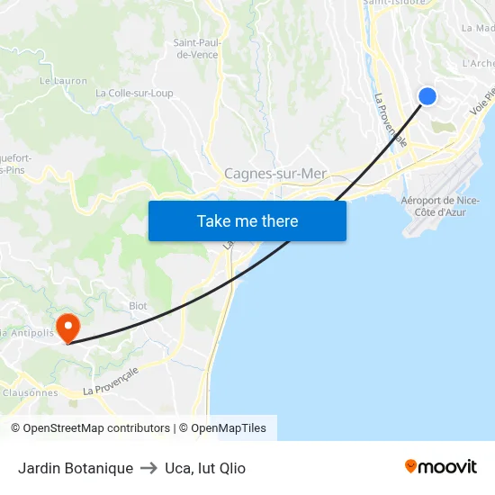 Jardin Botanique to Uca, Iut Qlio map