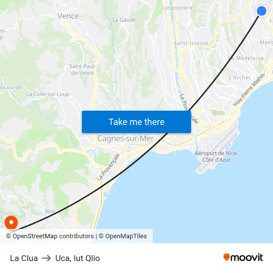 La Clua to Uca, Iut Qlio map