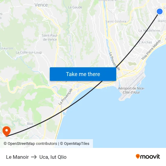 Le Manoir to Uca, Iut Qlio map