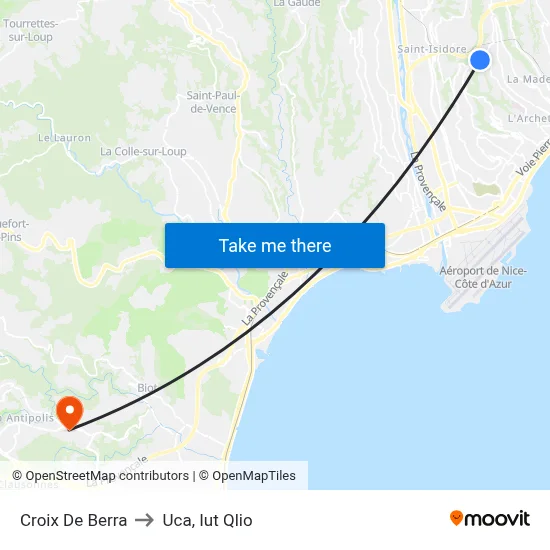 Croix De Berra to Uca, Iut Qlio map