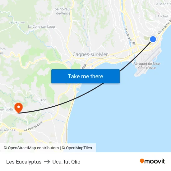 Les Eucalyptus to Uca, Iut Qlio map