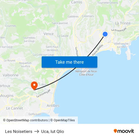 Les Noisetiers to Uca, Iut Qlio map