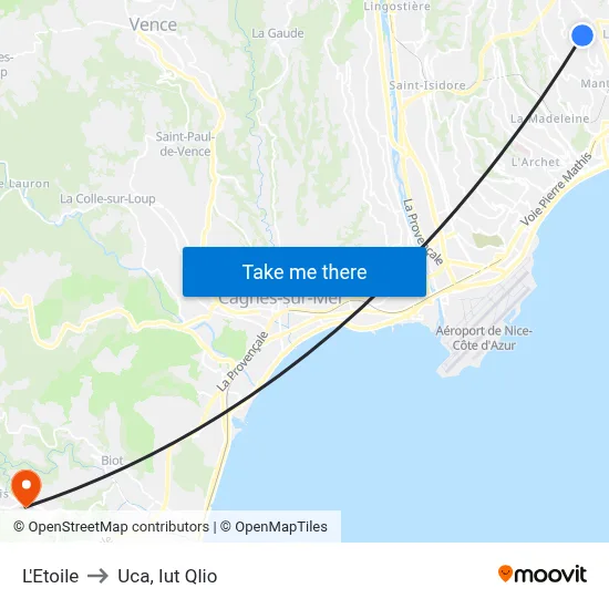 L'Etoile to Uca, Iut Qlio map