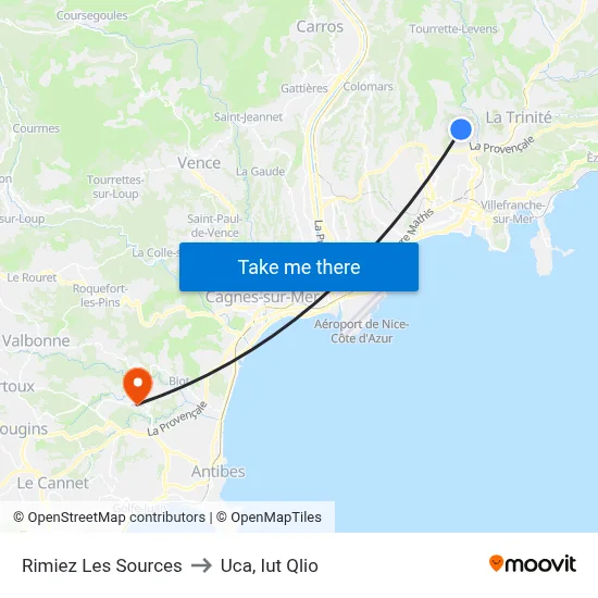 Rimiez Les Sources to Uca, Iut Qlio map