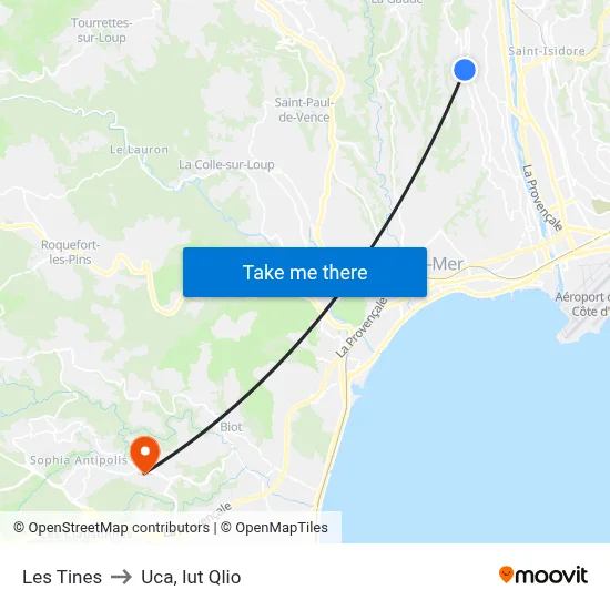 Les Tines to Uca, Iut Qlio map