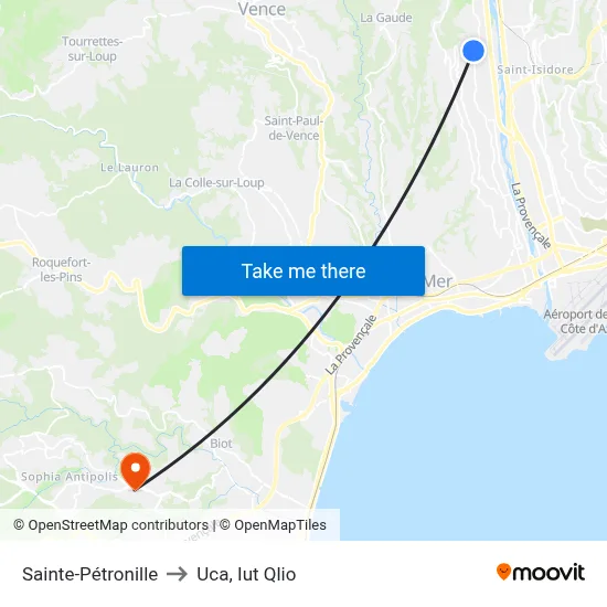 Sainte-Pétronille to Uca, Iut Qlio map