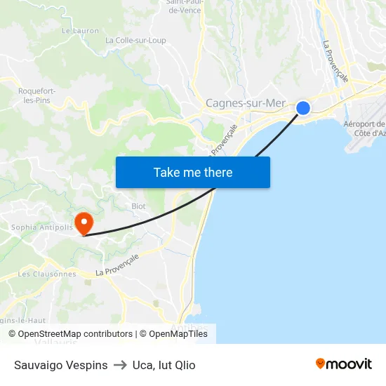 Sauvaigo Vespins to Uca, Iut Qlio map