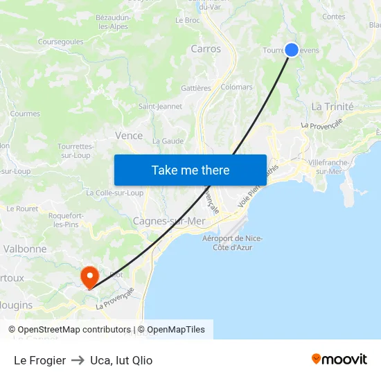 Le Frogier to Uca, Iut Qlio map