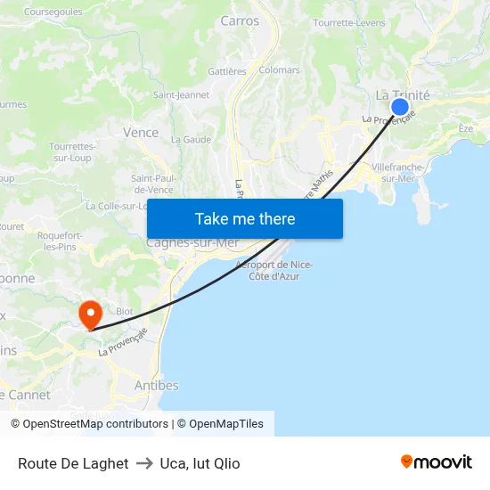Route De Laghet to Uca, Iut Qlio map