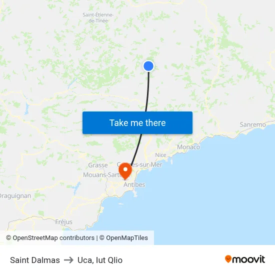 Saint Dalmas to Uca, Iut Qlio map