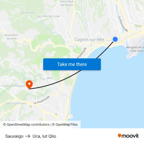 Sauvaigo to Uca, Iut Qlio map