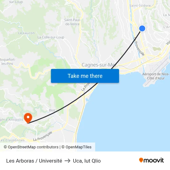 Les Arboras / Université to Uca, Iut Qlio map