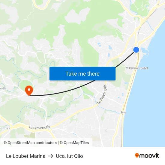 Le Loubet Marina to Uca, Iut Qlio map