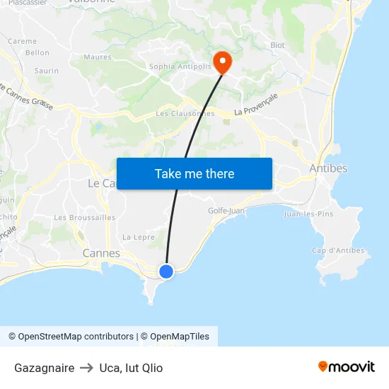 Gazagnaire to Uca, Iut Qlio map