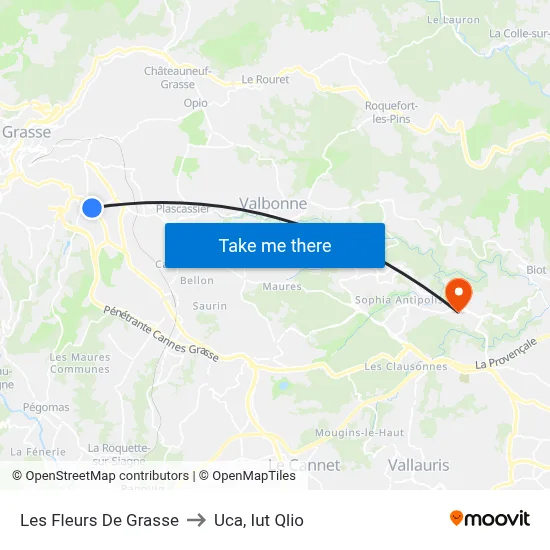 Les Fleurs De Grasse to Uca, Iut Qlio map